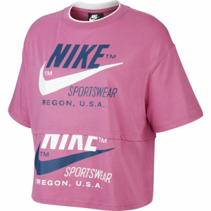 Nike NSW ICN CLSH SS TOP W ružová L - Dámske tričko