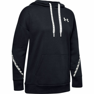 Under Armour FLEECE HODDIE TAPED WM Dámska mikina, čierna,biela, veľkosť