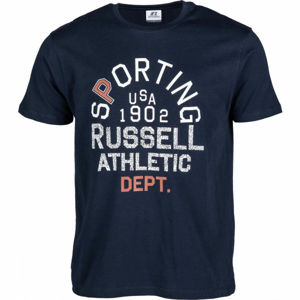 Russell Athletic SPORTING S/S CREWNECK TEE SHIRT tmavo modrá L - Pánske tričko