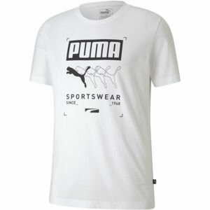 Puma BOX PUMA TEE Pánske športové tričko, biela,čierna, veľkosť