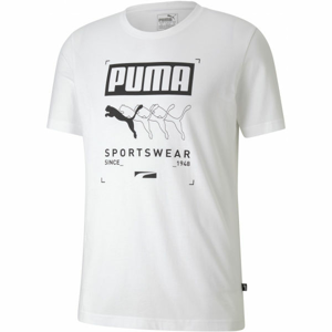 Puma BOX PUMA TEE Pánske športové tričko, biela,čierna, veľkosť