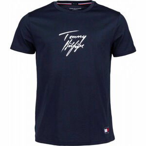 Tommy Hilfiger CN SS TEE LOGO tmavo modrá M - Pánske tričko