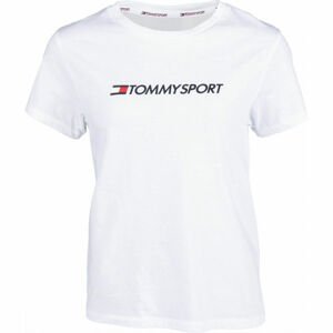 Tommy Hilfiger COTTON MIX CHEST LOGO TOP biela L - Dámske tričko