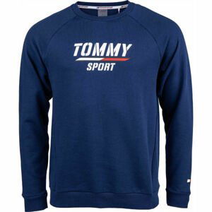 Tommy Hilfiger PRINTED FLEECE CREW Pánska mikina, tmavo modrá, veľkosť S