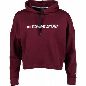 Tommy Hilfiger CROPPED HOODY LOGO vínová M - Dámska mikina