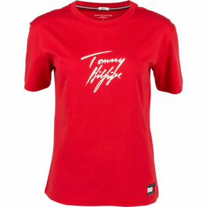 Tommy Hilfiger CN TEE SS LOGO červená M - Dámske tričko