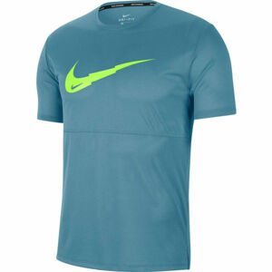 Nike BREATHE Pánske bežecké tričko, modrá,svetlo zelená, veľkosť