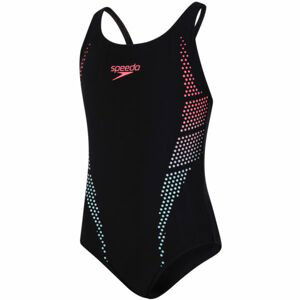 Speedo PLASTISOL PLACEMENT MUSCLEBACK Dievčenské jednodielne plavky, čierna, veľkosť 116