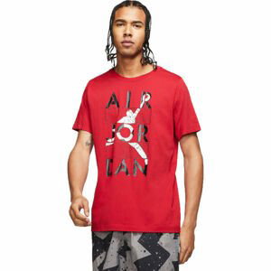 Nike J STENCIL SS CREW M Pánske tričko, červená, veľkosť M