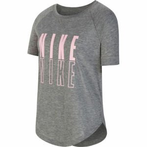 Nike SS TROPHY GFX TOP G Dievčenské tričko, sivá,ružová, veľkosť