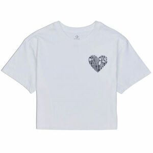 Converse WOMENS  LEFT CHEST HEART CROPPED TEE biela S - Dámske crop tričko