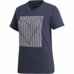 adidas W ADI HEART T Dámske tričko, tmavo modrá,biela,ružová, veľkosť