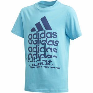 adidas YB BADGE OF SPORTS TEE Chlapčenské tričko, tyrkysová,tmavo modrá, veľkosť