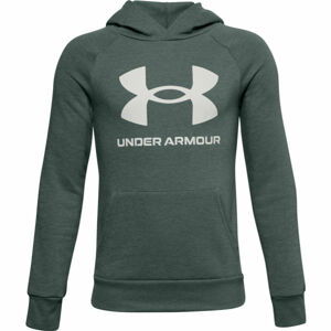 Under Armour RIVAL FLEECE HOODIE Chlapčenská mikina, tmavo zelená, veľkosť S