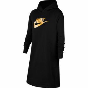 Nike NSW SHINE GX HD DRESS PR G Dievčenské šaty, čierna,oranžová, veľkosť