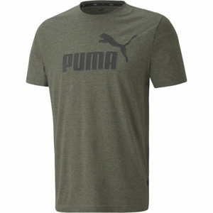 Puma ESS+ HEATHER TEE Pánske tričko, kaki,čierna, veľkosť