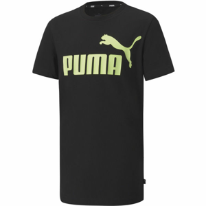 Puma ESS LOGO TEE B Pánske tričko, čierna,svetlo zelená, veľkosť