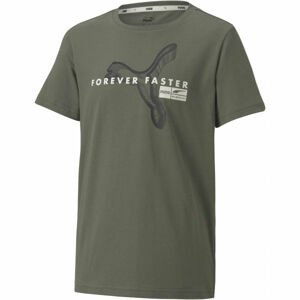 Puma ALPHA HOLIDAY TEE B Chlapčenské tričko, khaki, veľkosť 128