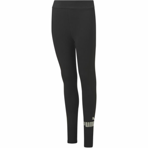 Puma ESS + LOGO LEGGINGS G Dievčenské legíny, čierna,biela, veľkosť