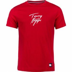 Tommy Hilfiger CN SS TEE LOGO červená S - Pánske tričko