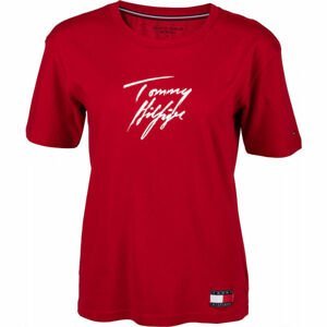 Tommy Hilfiger CN TEE SS LOGO Dámske tričko, vínová, veľkosť M