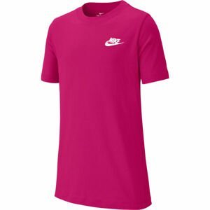 Nike NSW TEE EMB FUTURA B Chlapčenské tričko, ružová,biela, veľkosť