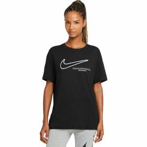 Nike NSW TEE BOY SWOOSH W Dámske tričko, čierna,biela, veľkosť