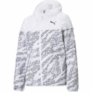 Puma ESSENTIALS AOP WINDBREAKER Dámska bunda, biela,sivá, veľkosť