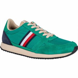 Tommy Hilfiger RUNNER LO VINTAGE MIX Pánska voľnočasová obuv, zelená, veľkosť 44