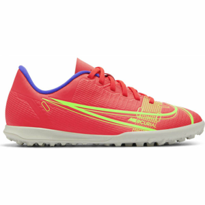 Nike JR MERCURIAL VAPOR 14 CLUB TF Detské turfy, červená,reflexný neón,biela, veľkosť 37.5