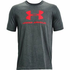 Under Armour SPORTSTYLE LOGO SS Pánske tričko, tmavo sivá,červená, veľkosť