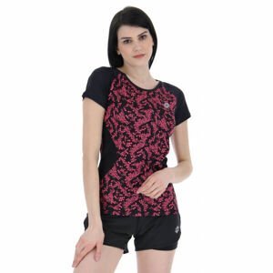 Lotto RUN&FIT W TEE PRT4 PL Dámske bežecké tričko, čierna,ružová,strieborná, veľkosť