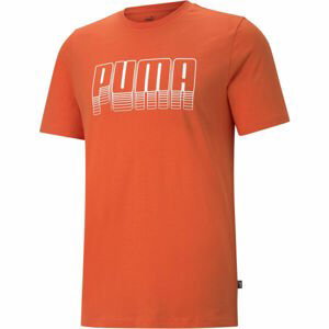 Puma PUMA BASIC TEE Pánske tričko, oranžová,biela, veľkosť