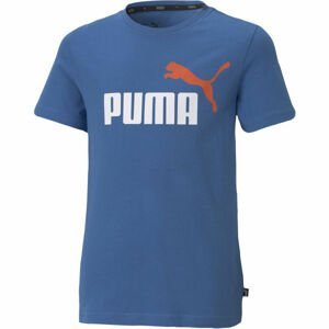 Puma ESS + 2 COL LOGO TEE Chlapčenské tričko, modrá,biela,oranžová, veľkosť