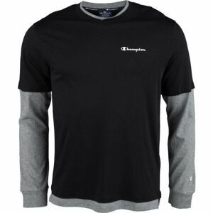 Champion LONG SLEEVE CREWNECK T-SHIRT Pánske tričko s dlhým rukávom, čierna, veľkosť L