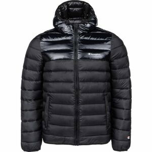 Champion HOODED JACKET Pánska prešívaná bunda, čierna, veľkosť M