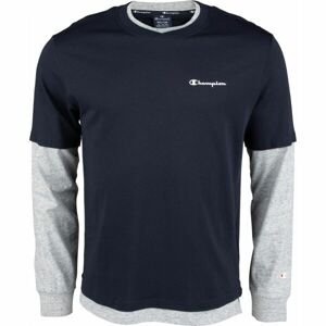 Champion LONG SLEEVE CREWNECK T-SHIRT Pánske tričko s dlhým rukávom, tmavo modrá, veľkosť