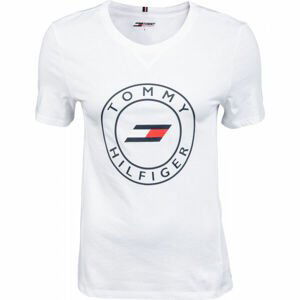 Tommy Hilfiger SLIM ROUND GRAPHIC C-NK TEE SS Dámske tričko, biela, veľkosť L