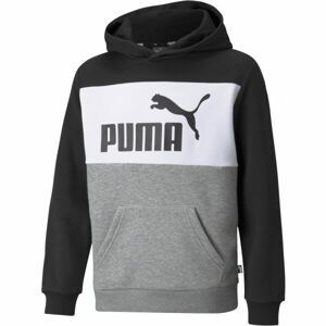 Puma ESS+COLORBLOCK HOODIE FL B Chlapčenská mikina, čierna, veľkosť 140
