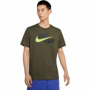 Nike NSW TEE JUST DO IT SWOOSH Pánske tričko, kaki,čierna,svetlo zelená, veľkosť