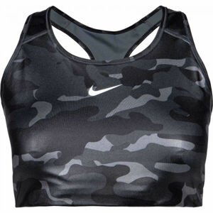 Nike NK DF SWSH PLS CAMO SHNE BRA W Dámska športová podprsenka, tmavo sivá, veľkosť 1x