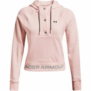 Under Armour RIVAL FLEECE MESH HOODIE ružová L - Dámska mikina