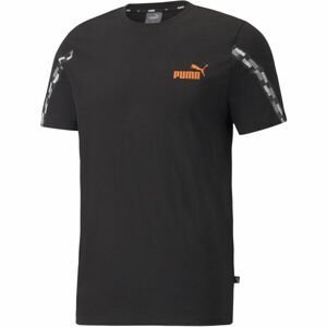Puma POWER TAPE TEE Pánske tričko, čierna,biela,oranžová, veľkosť