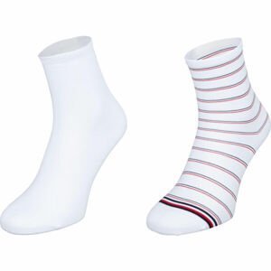 Tommy Hilfiger WOMEN SHORT SOCK 2P PREPPY Dámske ponožky, biela, veľkosť 39 - 42