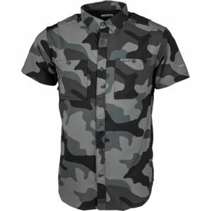 Columbia UNTILIZER PRINTED WOVEN SHORT SLEEVE Pánska funkčná košeľa, tmavo sivá, veľkosť M