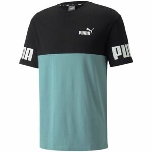 Puma POWER COLORBLOCK TEE Pánske tričko, tyrkysová, veľkosť XXXL