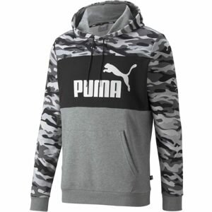 Puma ESS+ CAMO HOODIE TR Pánska športová mikina, sivá, veľkosť M
