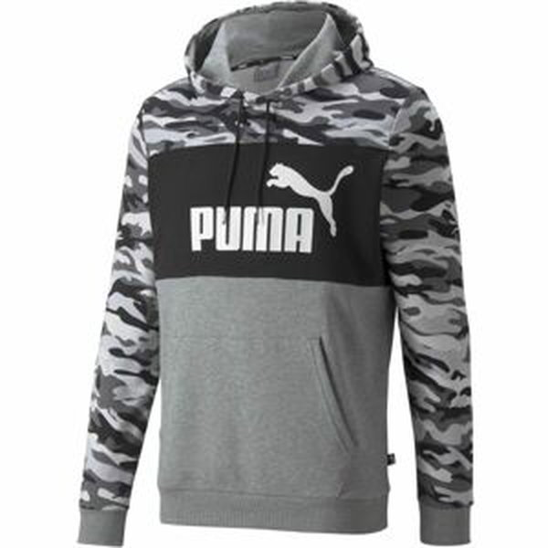 Puma ESS+ CAMO HOODIE TR Pánska športová mikina, sivá, veľkosť S