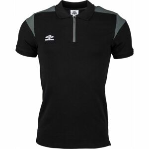 Umbro PANELLED ZIP POLO Pánske polo tričko, čierna, veľkosť L