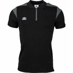 Umbro PANELLED ZIP POLO Pánske polo tričko, čierna, veľkosť XL